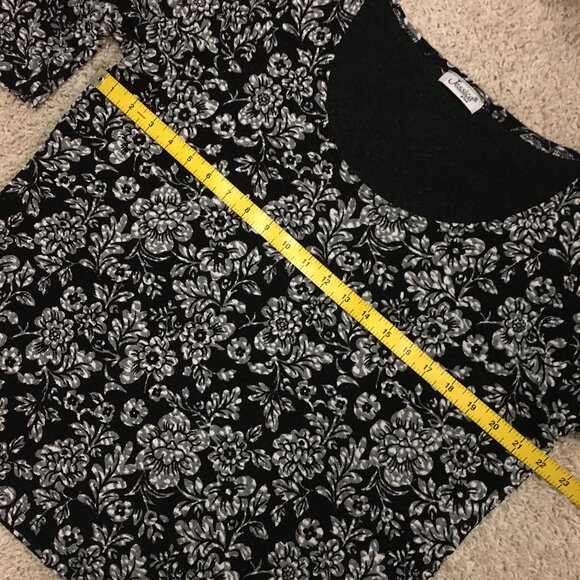 90s Vintage Floral Print Lacy 3/4 Sleeve Top - Picture 13 of 16